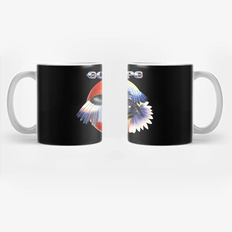 Europe Band Logo with Majestic Eagle Against Sunset Coffee Mug