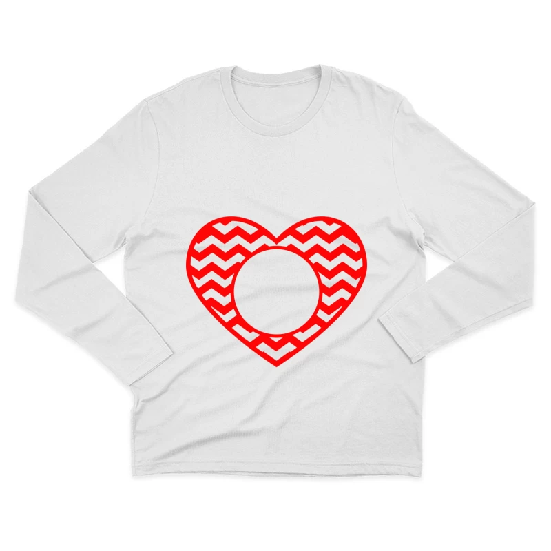 Cœur à zigzag rouge avec cercle Homme Manches Longues T-Shirt