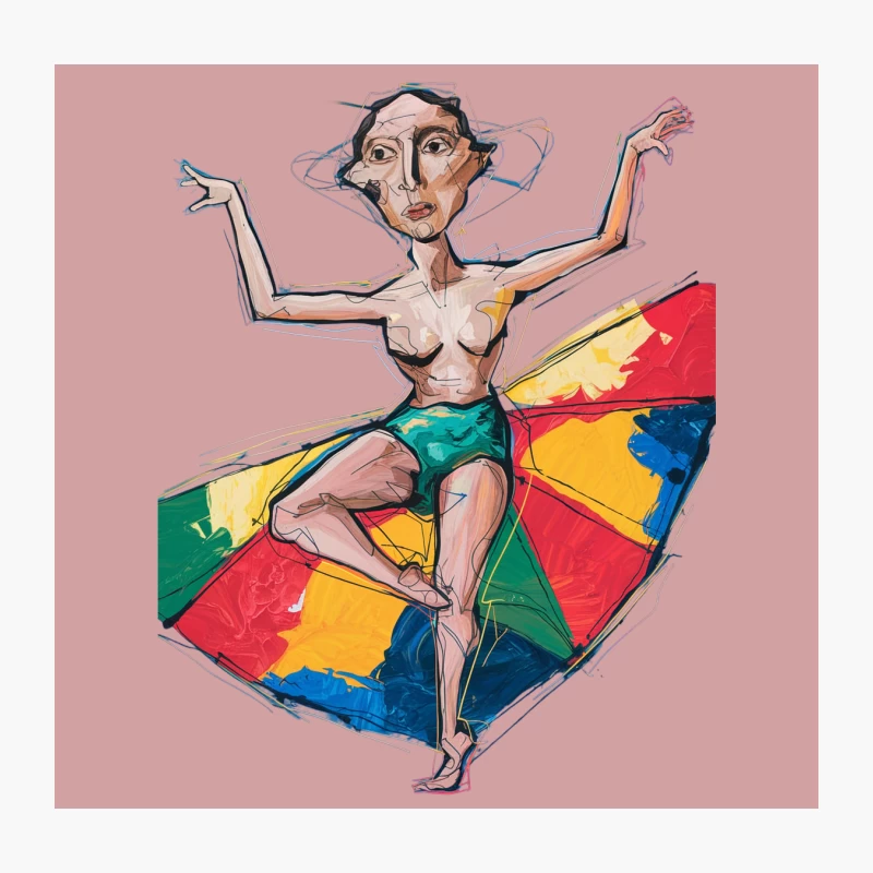 Expressive Modern Dance Illustration with Colorful Background Throw Pillow