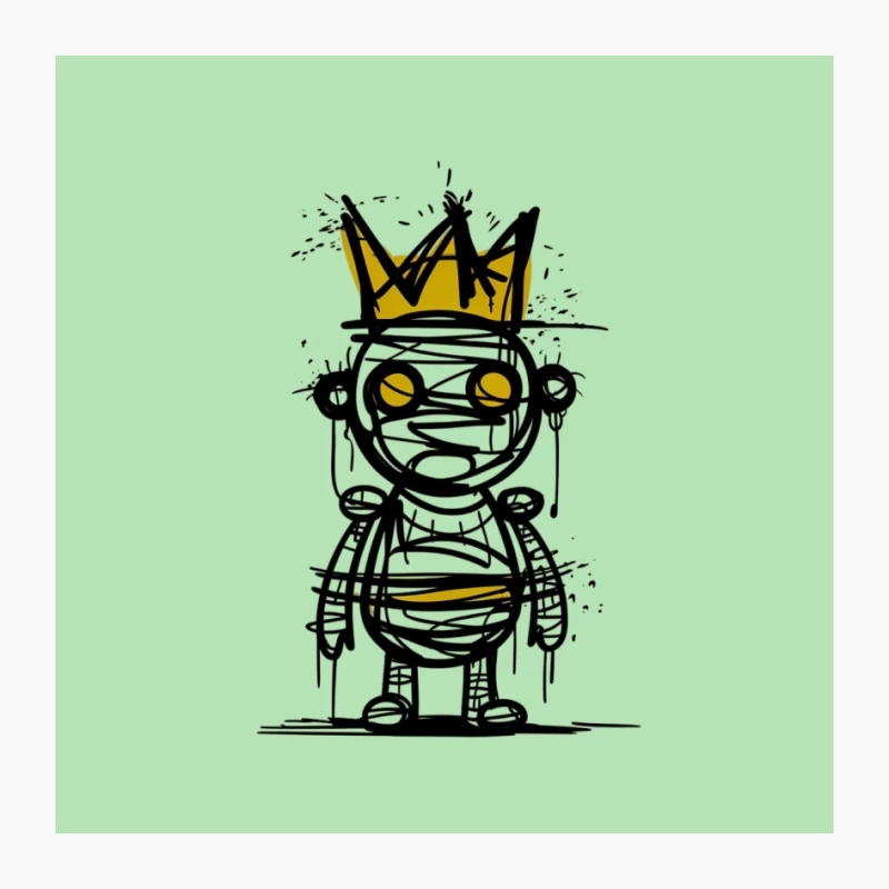 Crowned Mummy Character in Graffiti Street Art Style Pin