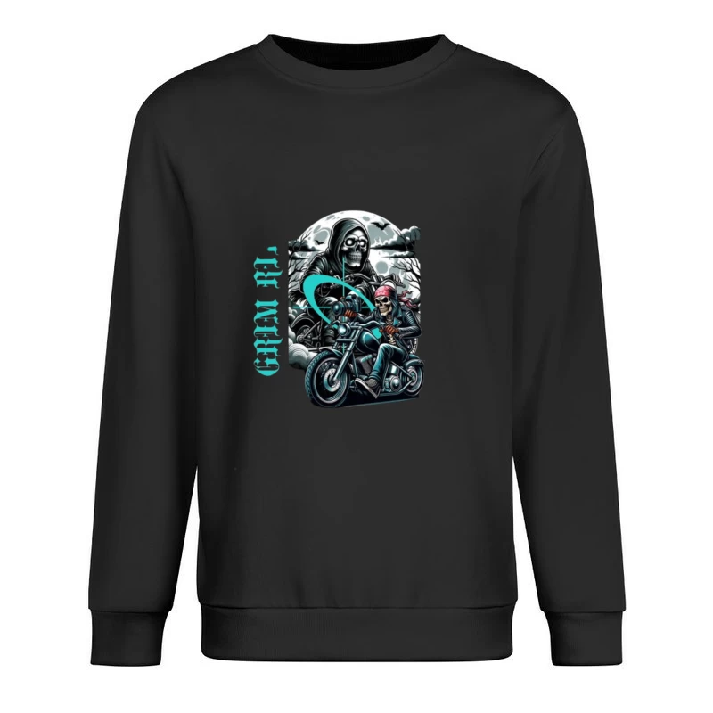 Gothic Grim Reaper Motorcycle Ride Under Moonlight Male Pullover Sweatshirt