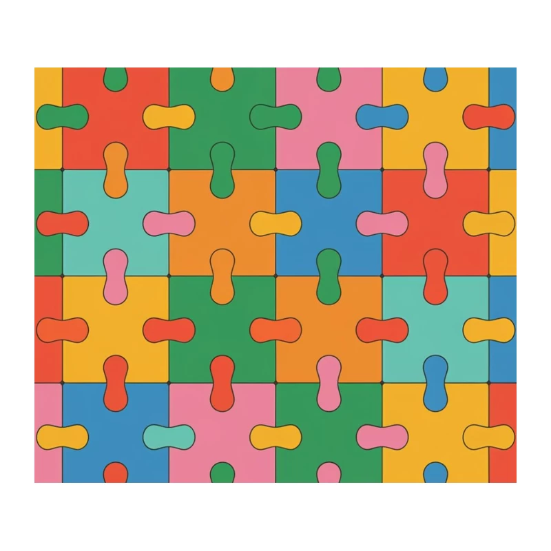 Colorful Abstract Jigsaw Puzzle Pattern Tapestry