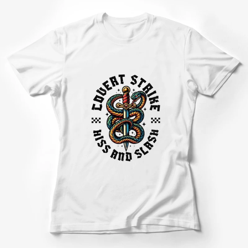 Traditional Snake and Dagger Logo Design - Covert Strike Emblem Female T-Shirt