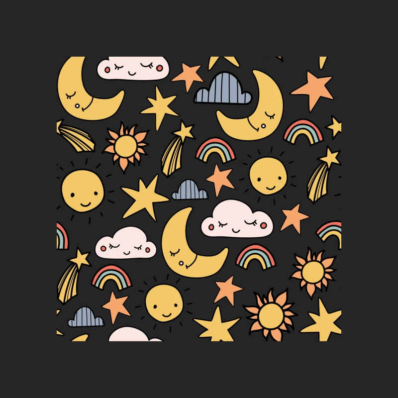 Ciel de nuit joyeux avec lune et étoiles Femme Sweat-shirt à enfiler