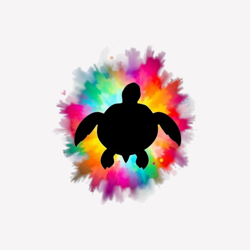 Colorful Turtle Silhouette Art Male T-Shirt