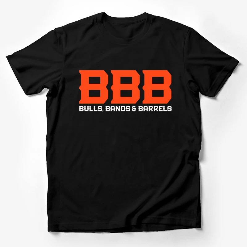 Orange BBB (Bulls Bands & Barrels) Western Event Logo Design Male T-Shirt