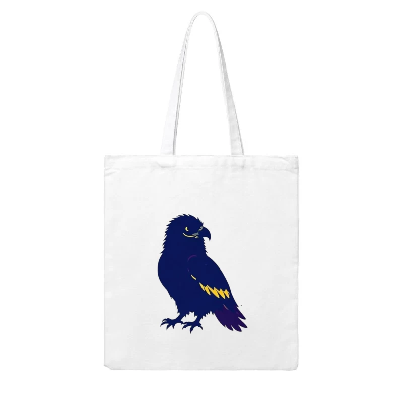 Stylized Navy Blue Raven Mascot Illustration Cotton Tote Bag