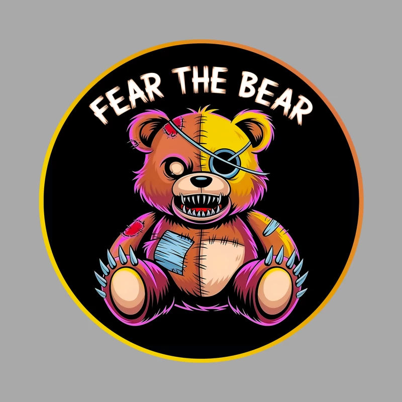 Scary Stitched Teddy Bear  "Fear The Bear" Female Pullover Hoodie