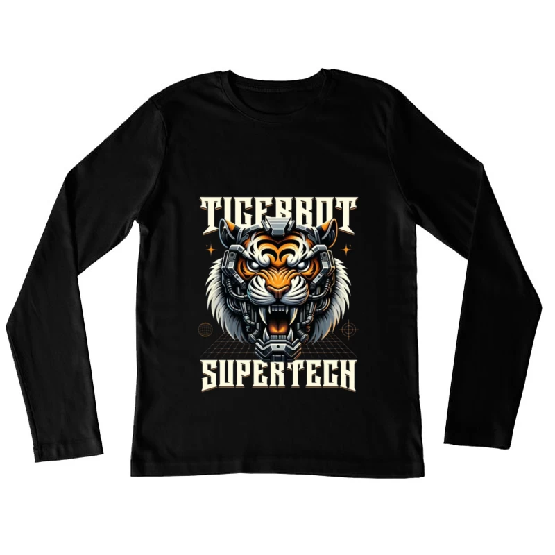 Cybernetic Tiger Head with Futuristic Tech Enhancement Female Long Sleeve T-Shirt