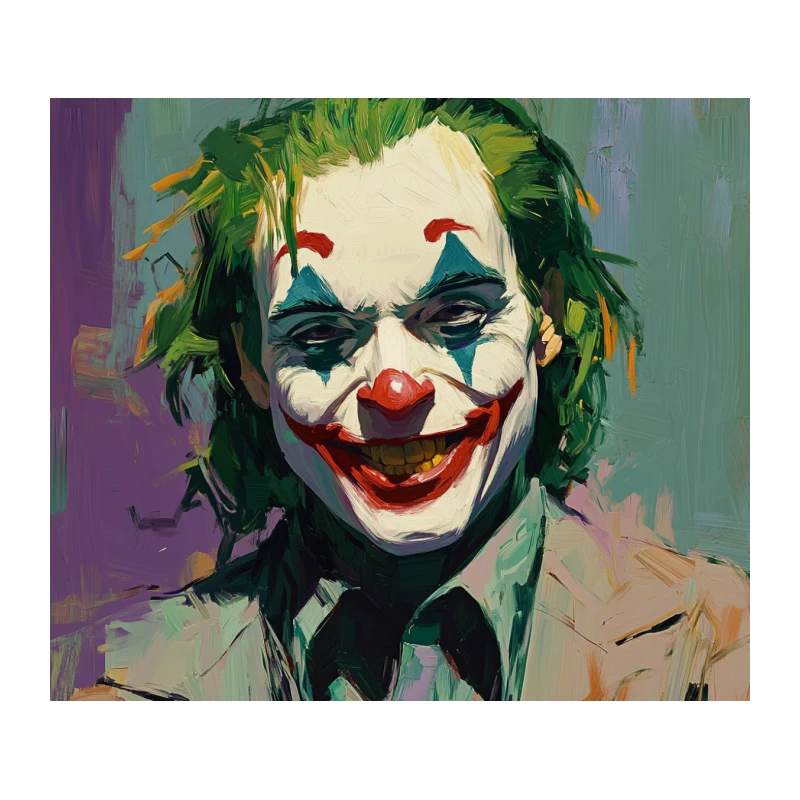 Artistic Portrait of Iconic Clown Character with Green Hair Tapestry