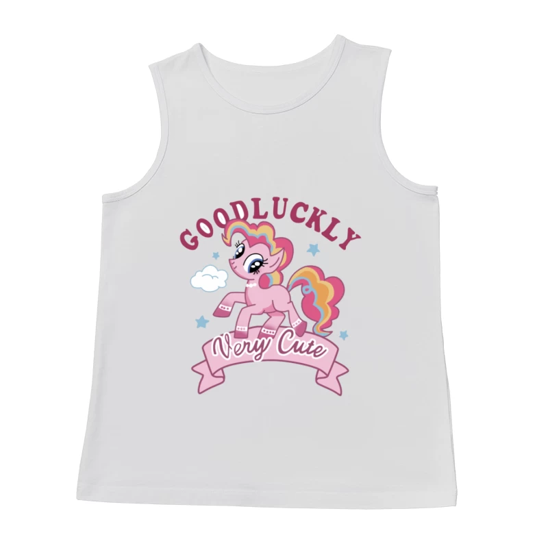 Sehr niedliches rosa Pony mit Regenbogenmähne Herren Tanktops