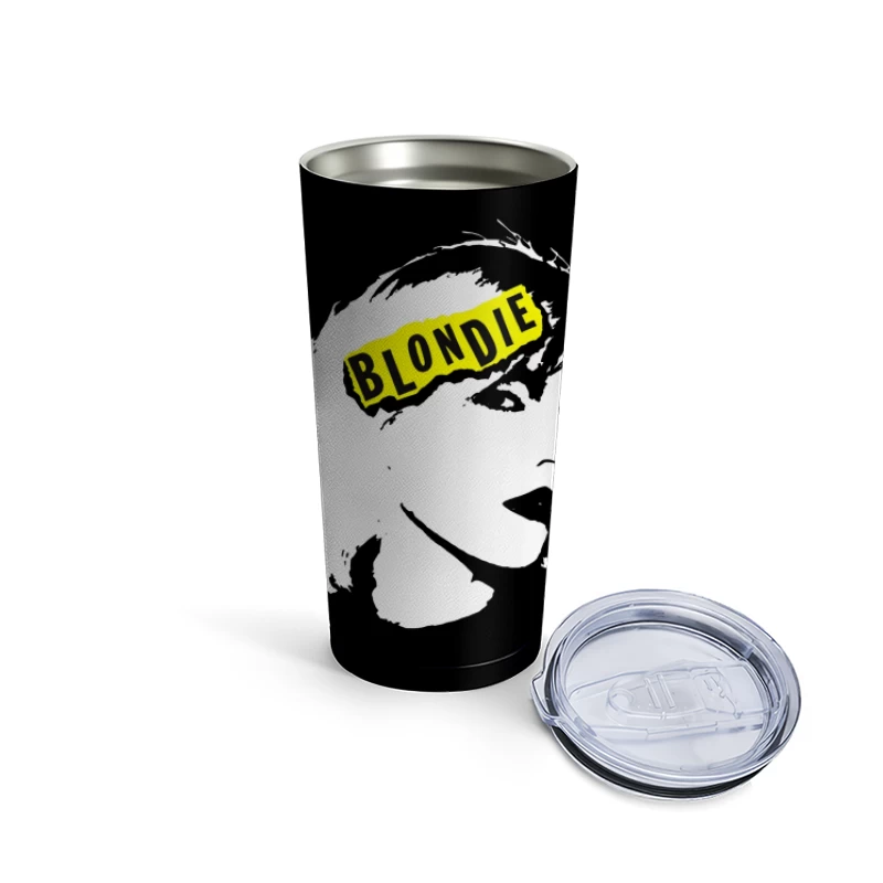 Blondie Band Artistic Logo Design in Black and White Travel Mug