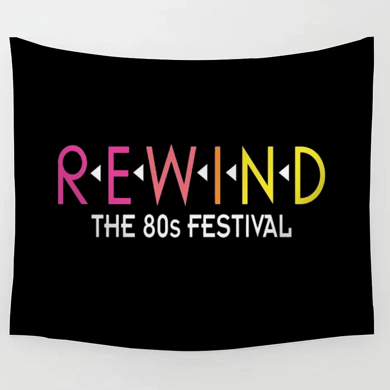 Rewind: The 80s Festival Colorful Typography Design Tapestry