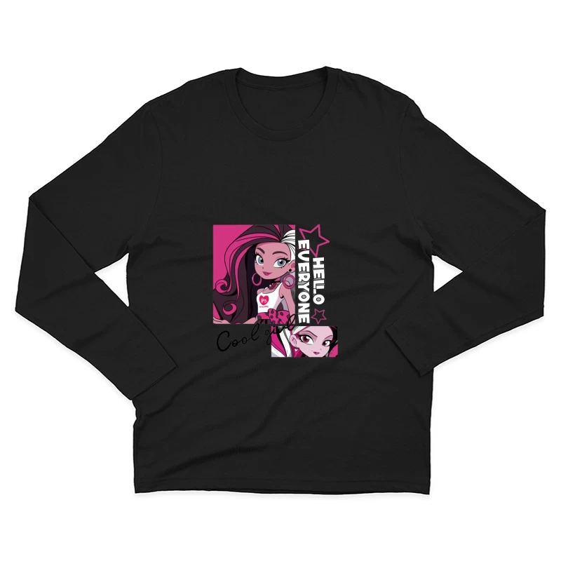 Stilvolles Mädchen mit rosa Akzenten Herren Langarm T-Shirt