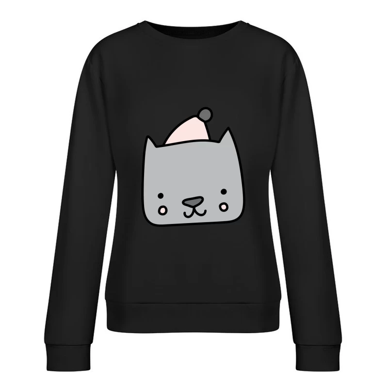 Chat mignon avec bonnet Femme Sweat-shirt à enfiler