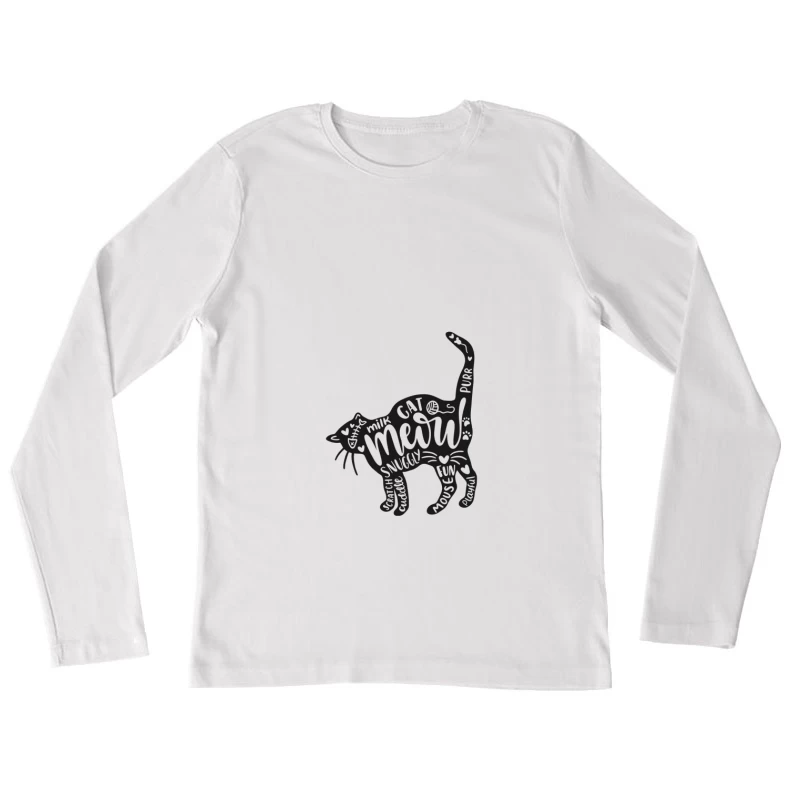Illustration artistique de chat avec texte Femme Manches Longues T-Shirt