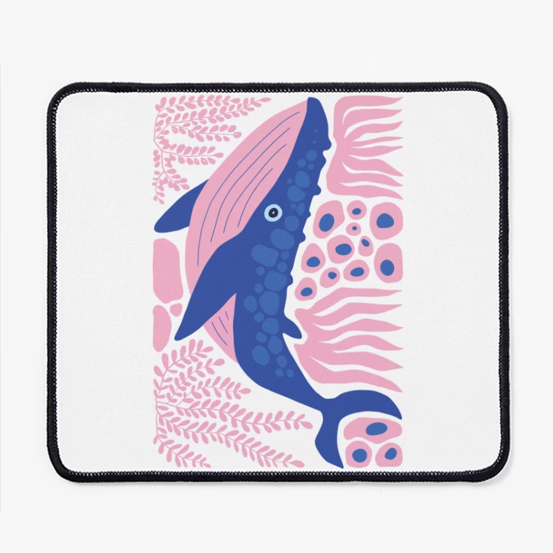 Whimsical Whale in a Coral Dream Mouse Pad