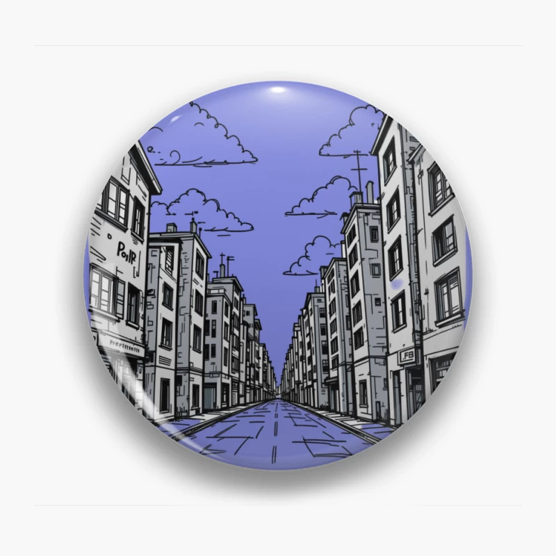 Monochrome Cityscape with Urban Architecture Pin