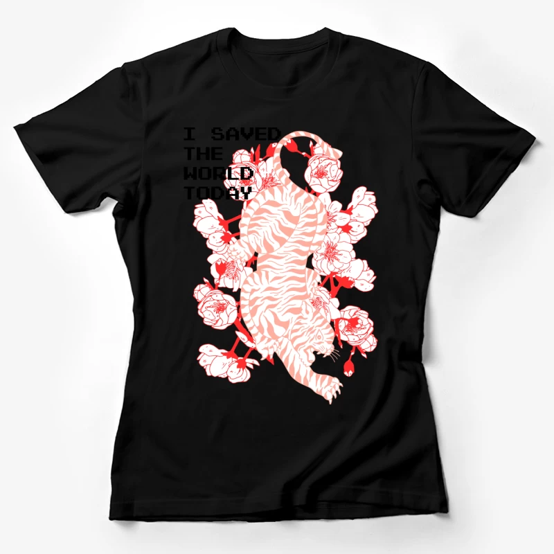Tigre blanc et fleurs Femme T-Shirt