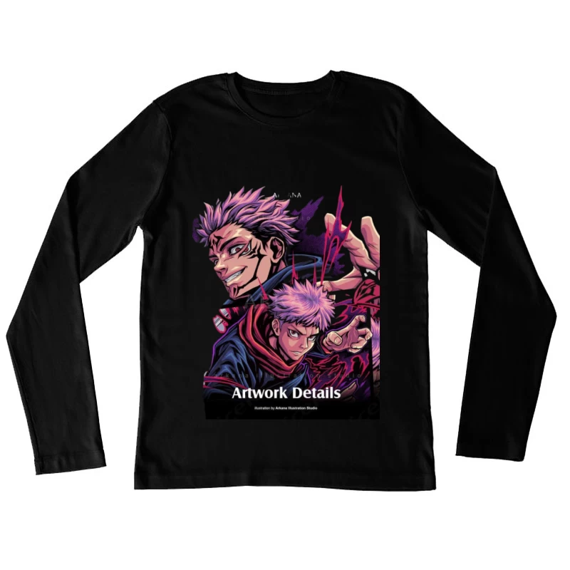 Anime-Charakter-Illustration Damen Langarm T-Shirt