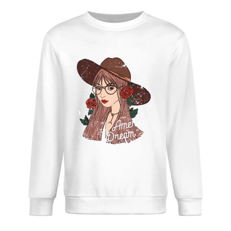 Jeune Femme avec Chapeau et Roses Homme Sweat-shirt à enfiler