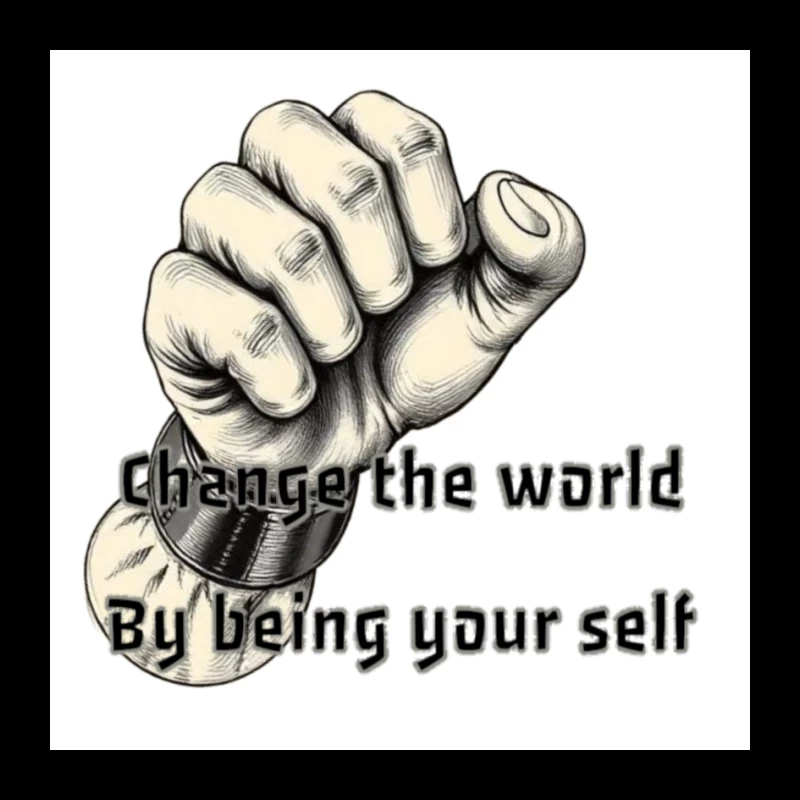 Empowering Motivational Art: Raised Fist with Self-Expression Message Pin