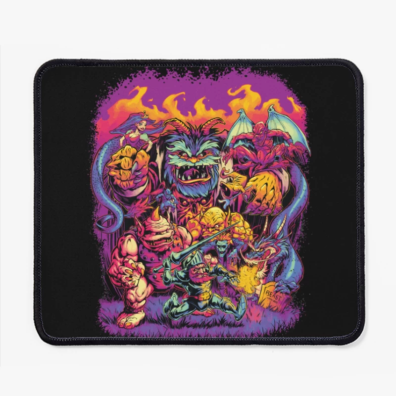 Epic Fantasy Battle with Colorful Monsters Mouse Pad