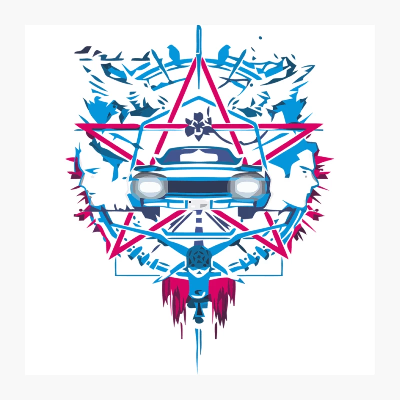 Abstract Retro Car Geometric Design Pin