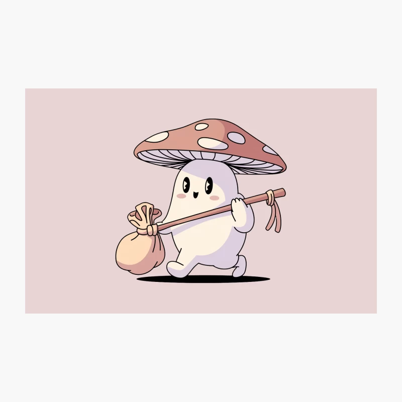 Cute Mushroom Creature Carrying Sack on Adventure Travel Mug