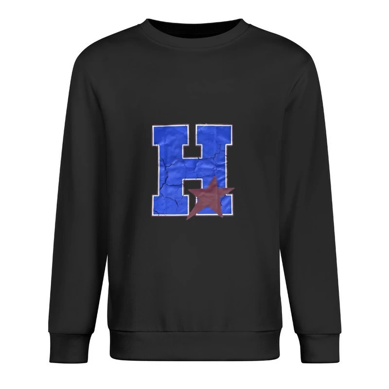 Blauer Buchstabe H mit rotem Stern Herren Pullover Sweatshirt