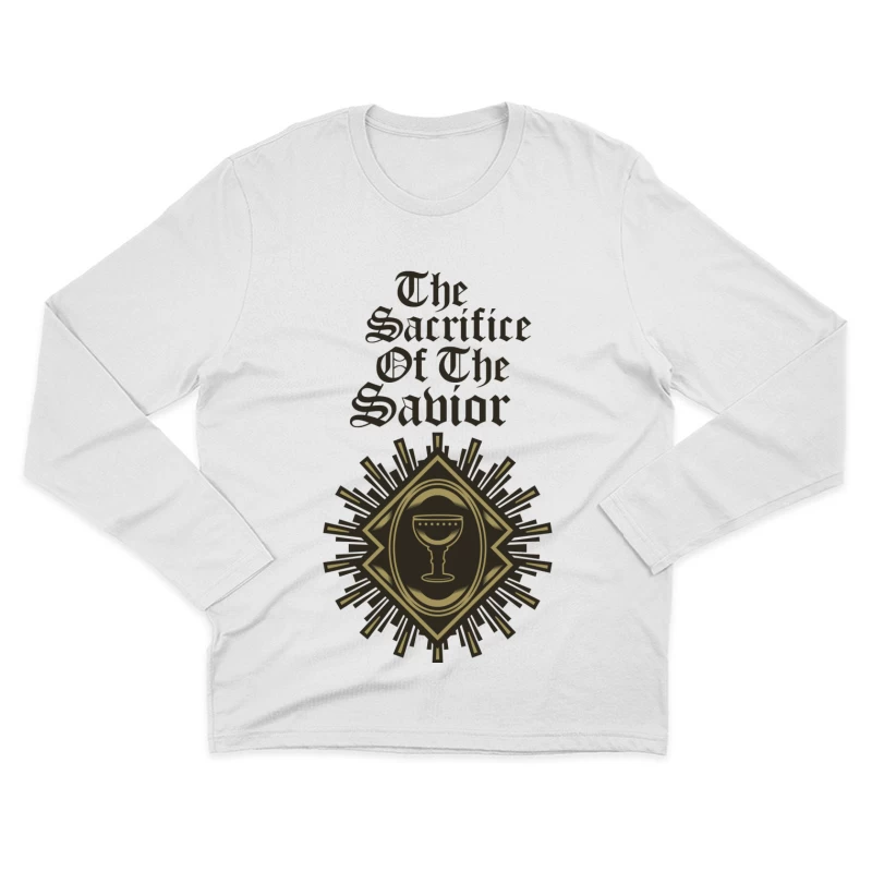 Le Sacrifice du Sauveur avec Calice et Rayons Homme Manches Longues T-Shirt