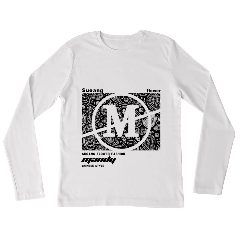 Paisley Muster mit Buchstaben Damen Langarm T-Shirt