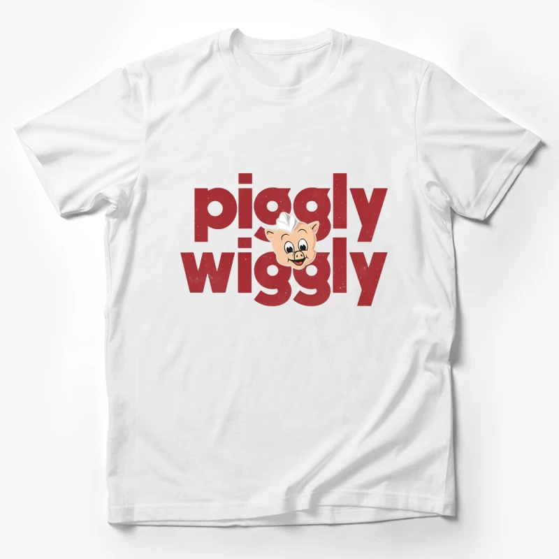 Vintage Piggly Wiggly Supermarket Logo with Cartoon Pig Male T-Shirt