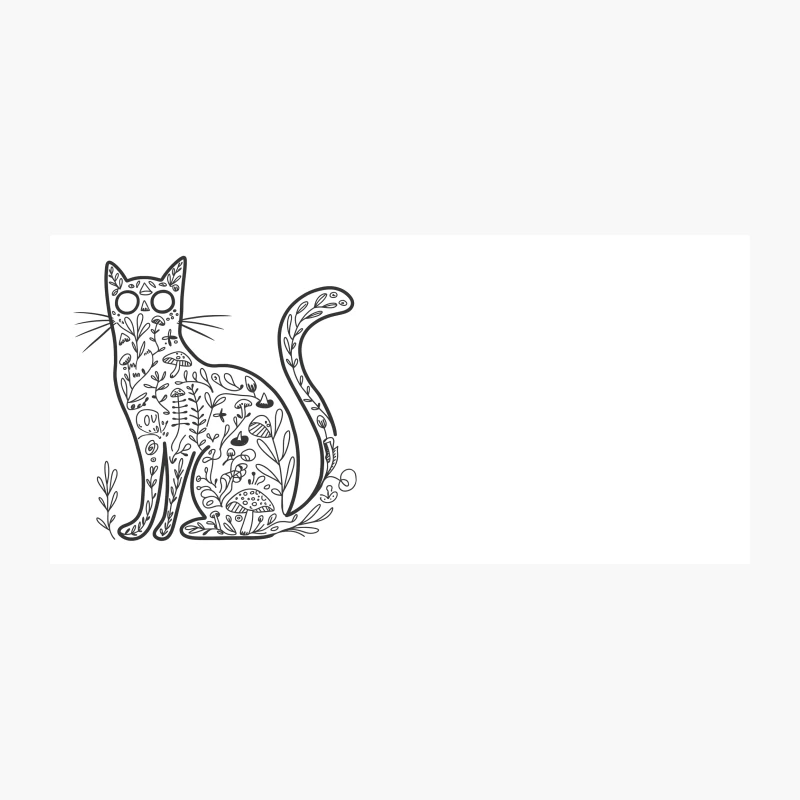 Whimsical Cat Illustration with Nature-Inspired Patterns Coffee Mug