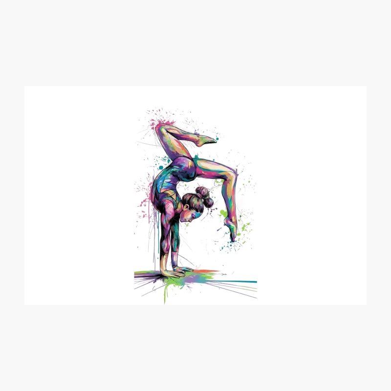 Vibrant Watercolor Gymnast in Abstract Pose Travel Mug