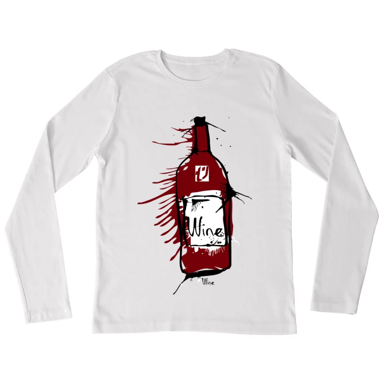 Illustration artistique de bouteille de vin Femme Manches Longues T-Shirt