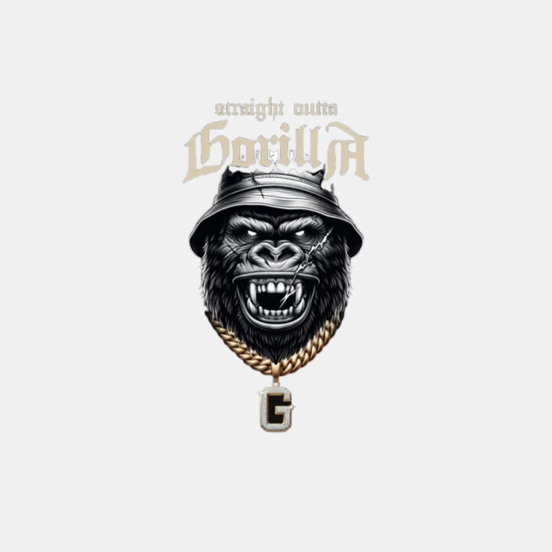 Aggressive Gorilla in Bucket Hat with Gold Chain Street Art Design Male Tank Top