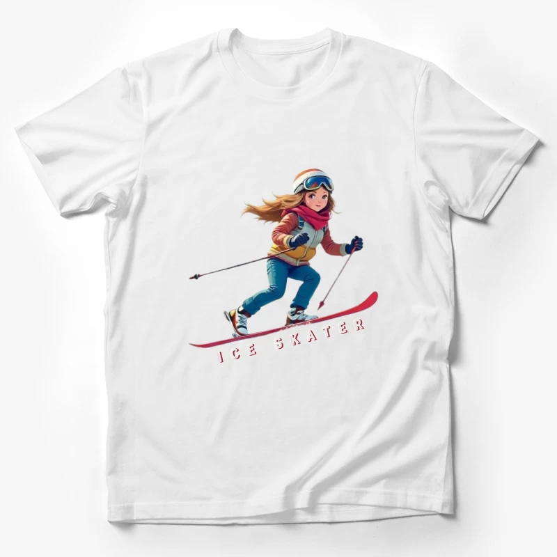 Animated Ice Skater in Winter Sports Gear Male T-Shirt