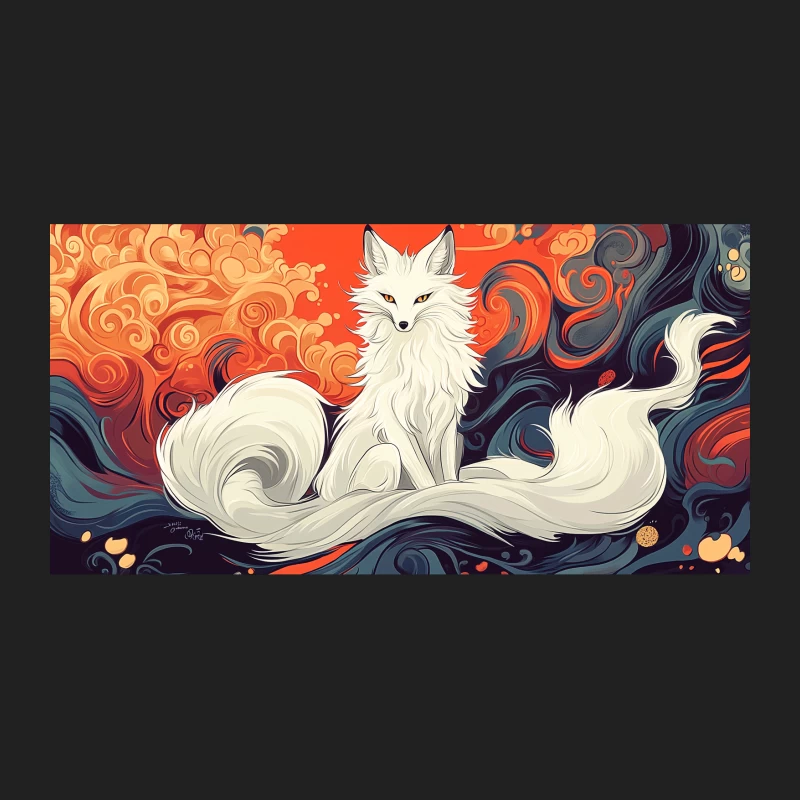 Mystical White Fox in Swirling Fantasy Dreamscape Bucket Hat