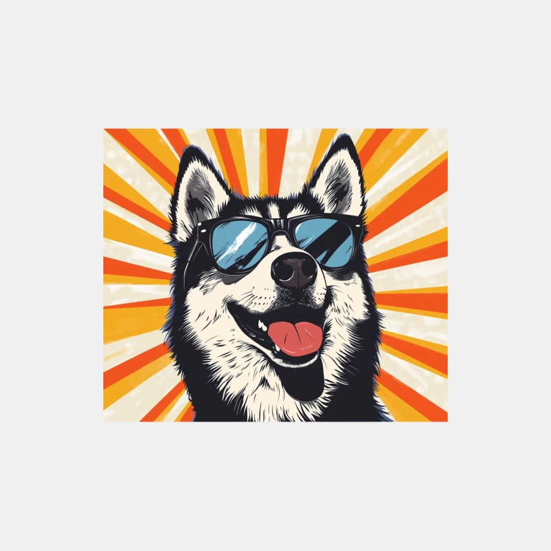 Cool Husky with Sunglasses in Retro Pop Art Style Male Tank Top