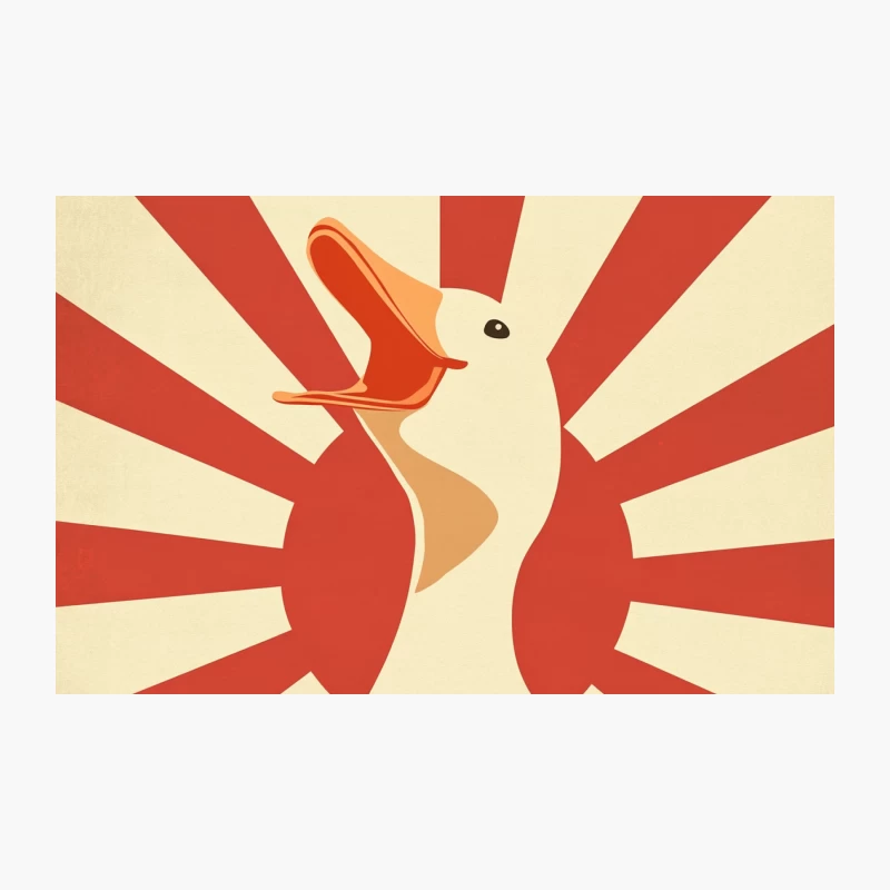 Minimalist Vintage Pelican with Red Sunburst Background Travel Mug