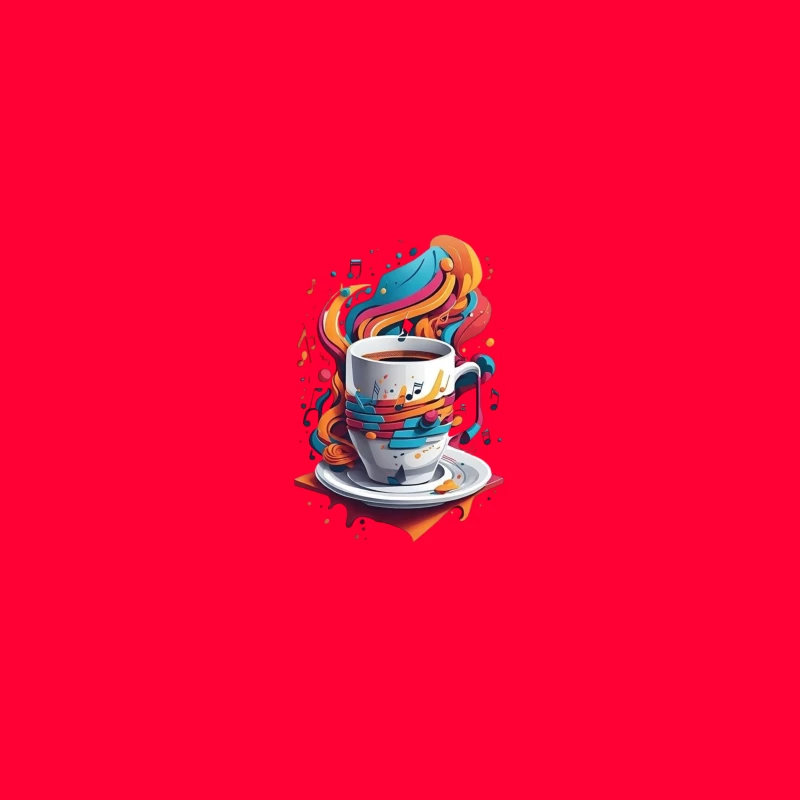 Colorful Coffee Cup with Musical Notes Desk Mat