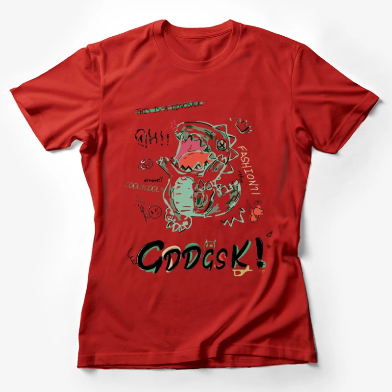 Modischer Dinosaurier mit Krone und Text Damen T-Shirt
