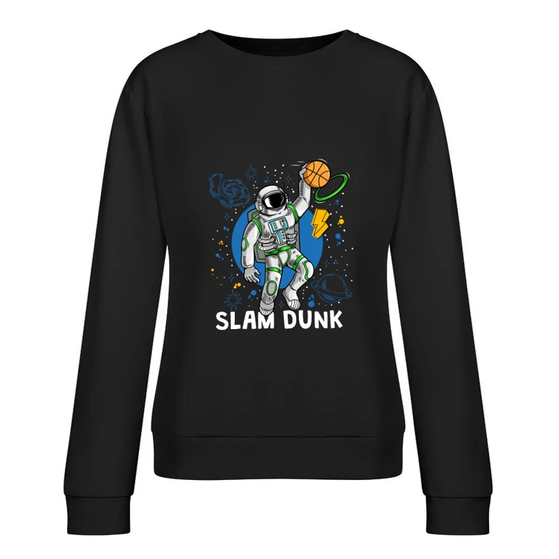 Astronaut beim Slam Dunk im Weltraum Damen Pullover Sweatshirt