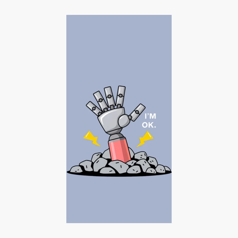 Victorious Robot Hand Emerging from Rocks iPhone Case