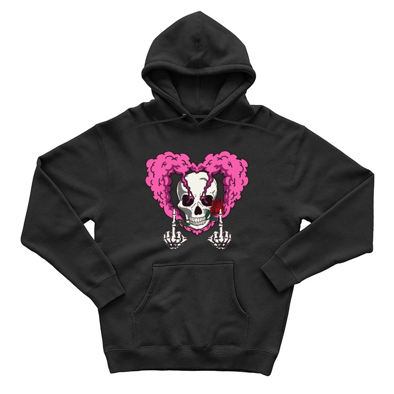 Schädel mit Herz und Rose Herren Pullover Hoodie