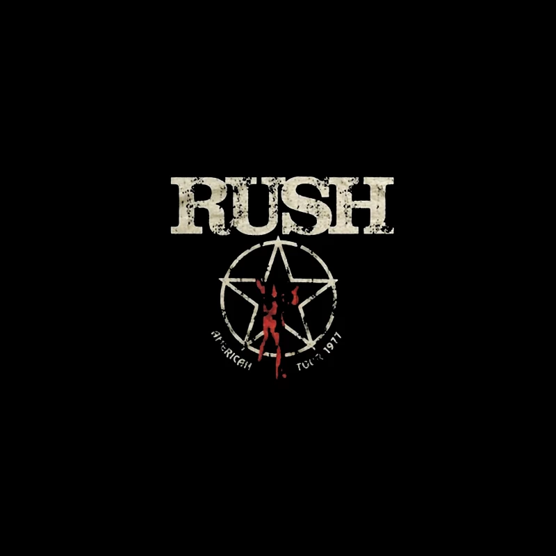 Rush Band Vintage Logo with Pentagram Star Design Desk Mat