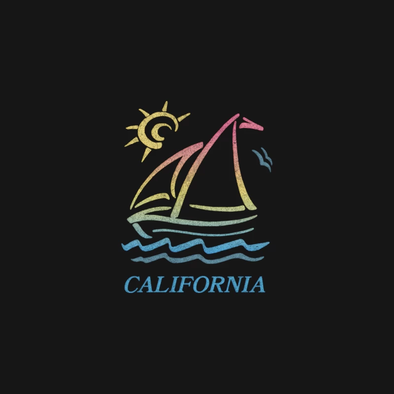 80s Vintage Style  California Aesthetic Sailboat Faded Design Desk Mat