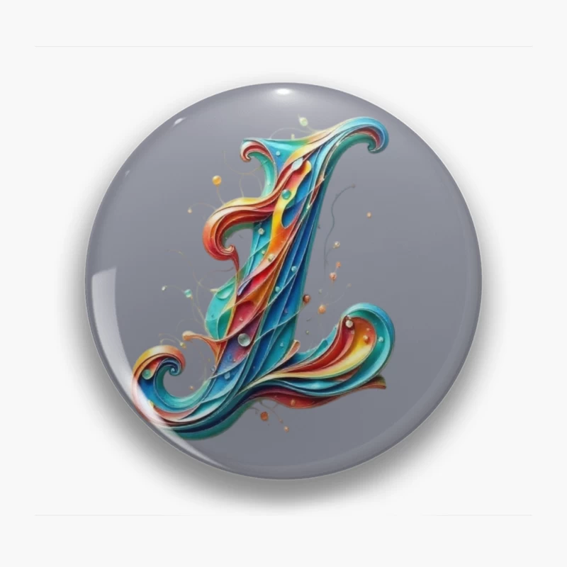 Ornate Quilling Typography: Colorful Letter L Design Pin