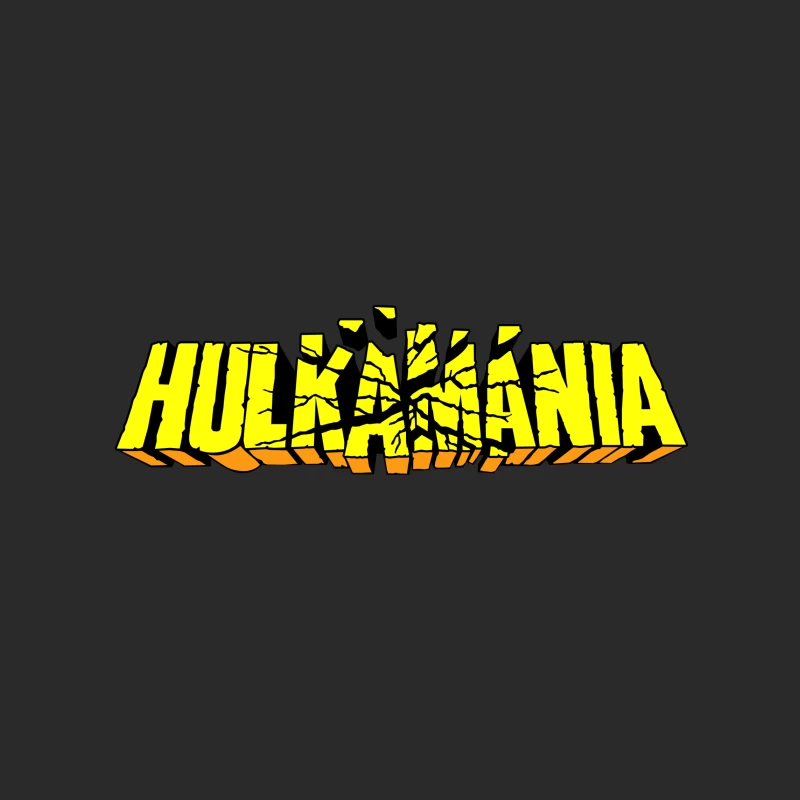 Hulkamania Wrestling Logo: Yellow Cracked Typography Design Baseball Cap